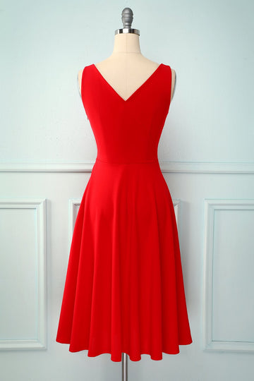 Vestido de cuello cuadrado rojo